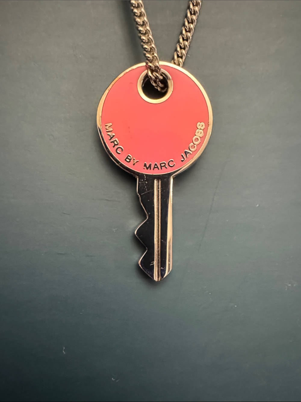 Marc By Marc Jacobs Silver-Tone Necklace with Pink Key Pendant